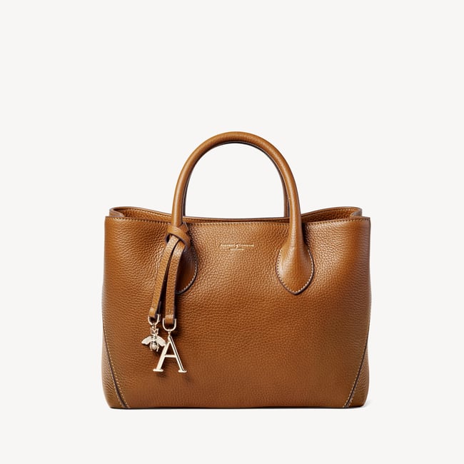 Midi London Leather Tote Bag in Tan Pebble | Aspinal of London