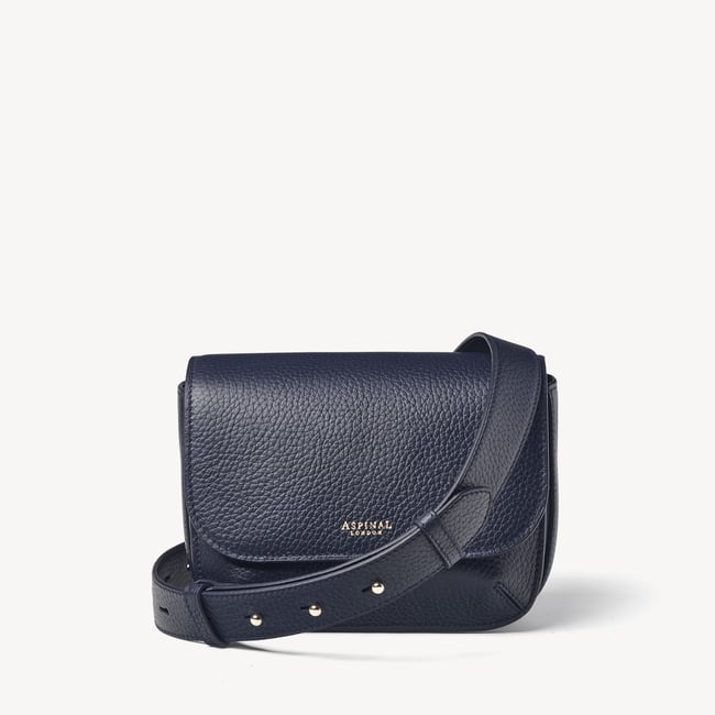 Ella Crossbody Bag in Navy Pebble | Aspinal of London Ella Crossbody Bag in Navy Pebble | Aspinal of London