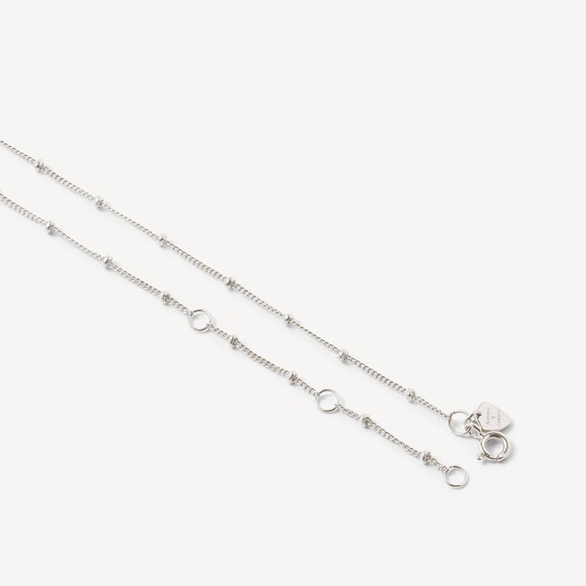 Sterling Silver 16" Beaded Ball Chain Necklace – Italian Crafted, White Gold Plated, Hypoallergenic 8 thumbnail image
