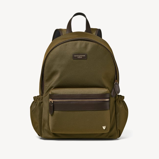 boy london green leather backpack Brian Handcrafted and family adventures in style. Cedar Medium Flapover Backpack |