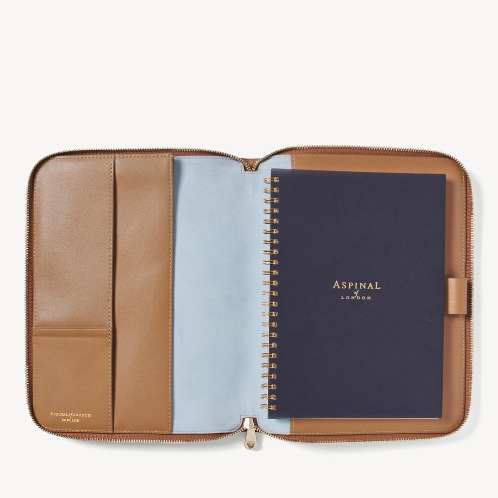 Padfolio A4 Business Portfolio Zippered Leather Binder PU Leather Notepad Folder For Resumes Interviews Legal Pad Notebook Executive Binder For Women Men (Color : Brown, Size : 8-digit Calculator - View #4