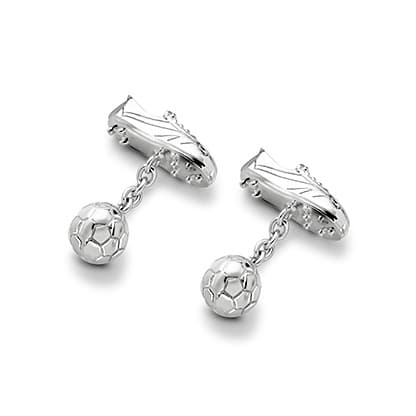 Aspinal of London Sterling Silver Football & Boot Cufflinks