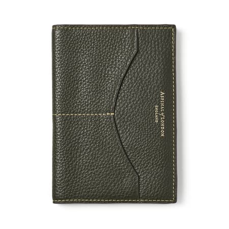 Hudson Passport Cover in Forest Green Milled Pebble
