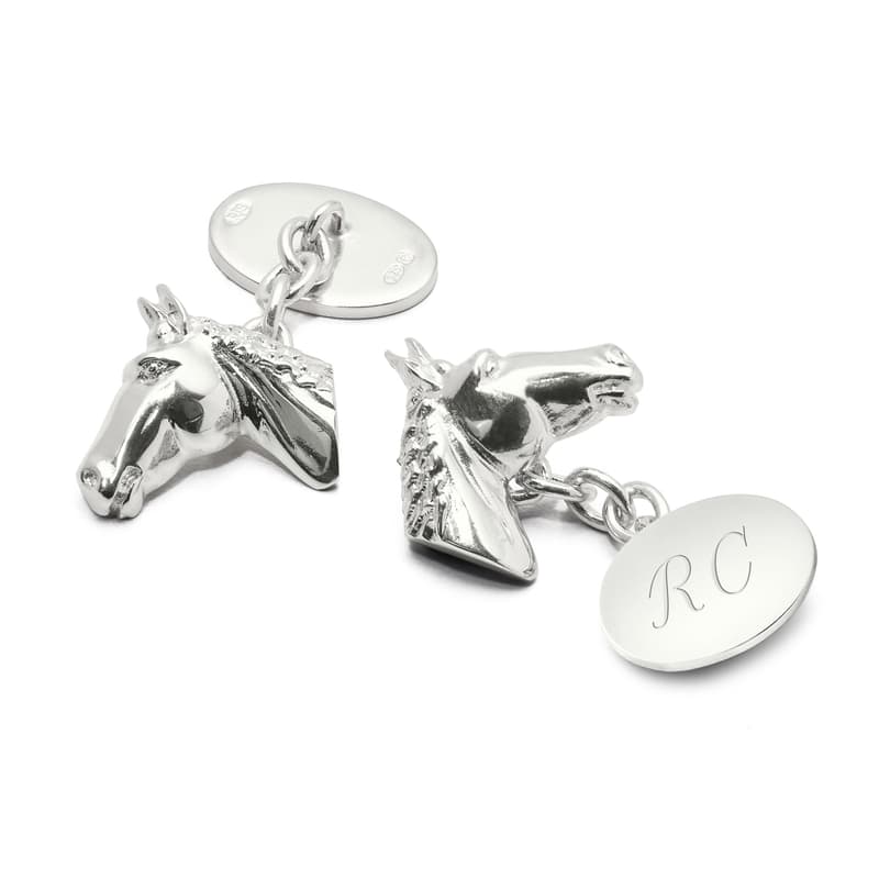 Aspinal of London Sterling Silver Personalised Horse Head Cufflinks Aspinal of London Sterling Silver Personalised Horse Head Cufflinks