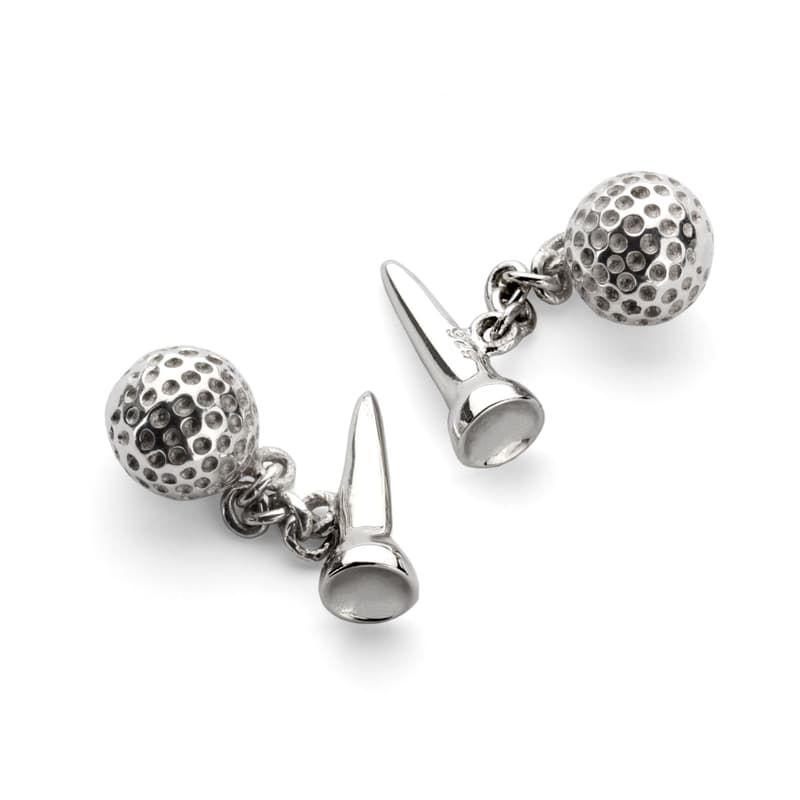 Aspinal of London Sterling Silver Golf Ball & Tee Cufflinks