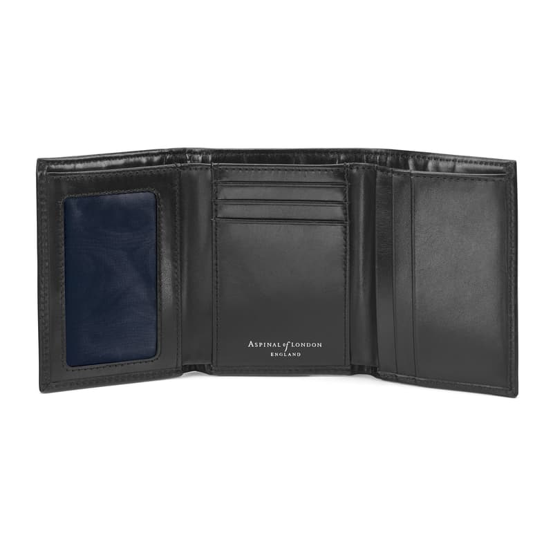 Aspinal of London Trifold Wallet in Smooth Black
