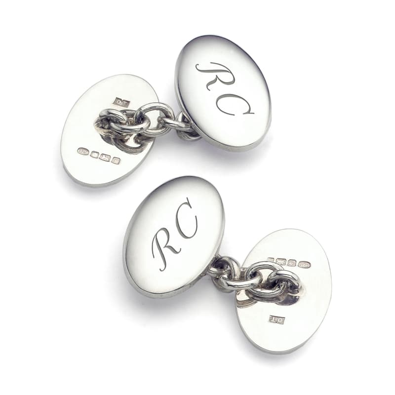 Aspinal of London Classic Double Domed Sterling Silver Cufflinks