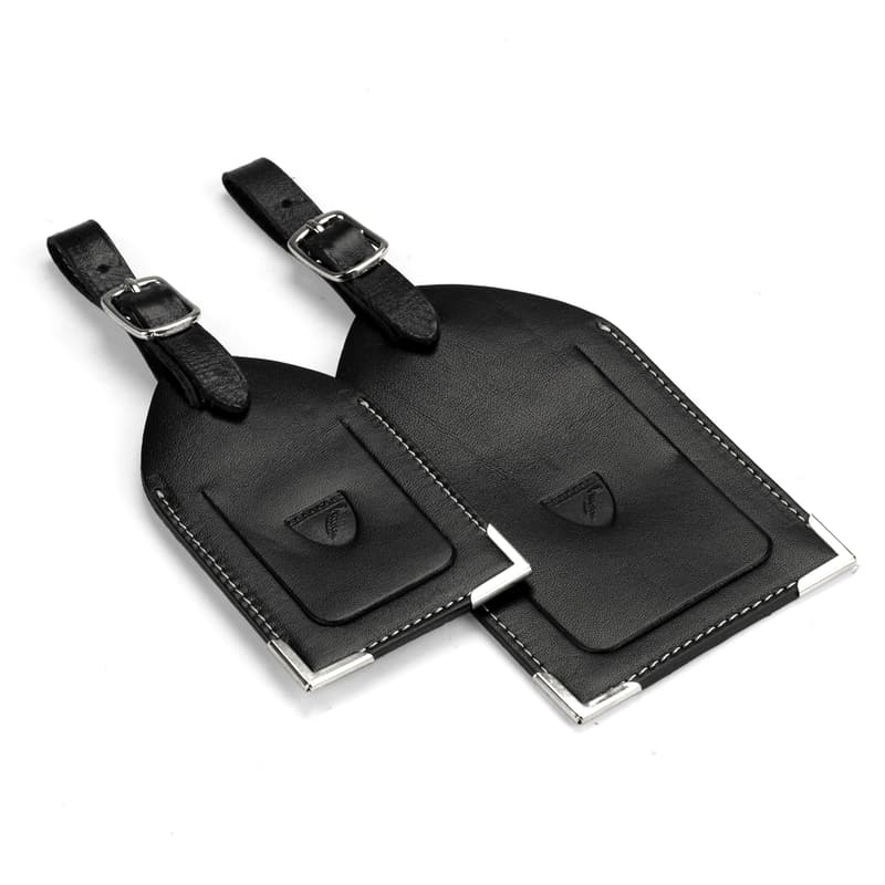 Aspinal of London Set of 2 Luggage Tags in Smooth Black Aspinal of London Set of 2 Luggage Tags in Smooth Black