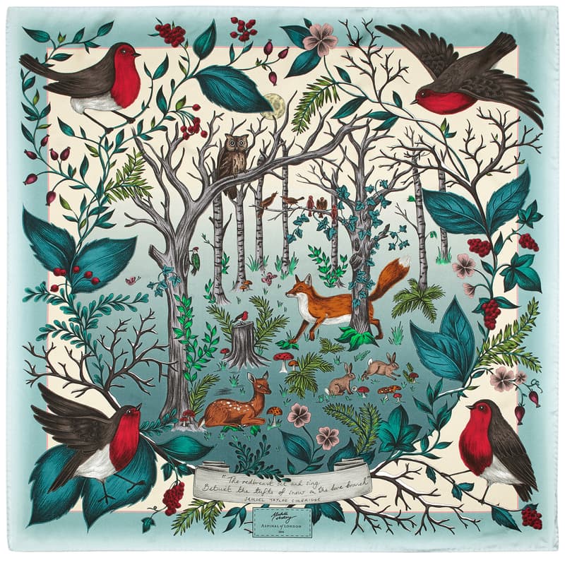 Aspinal of London Robin Silk Scarf in Teal