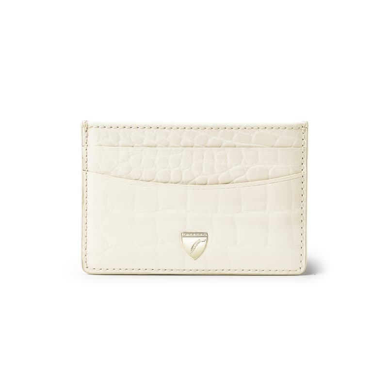 Aspinal of London Slim Credit Card Holder in Ivory Patent Croc Aspinal of London Slim Credit Card Holder in Ivory Patent Croc