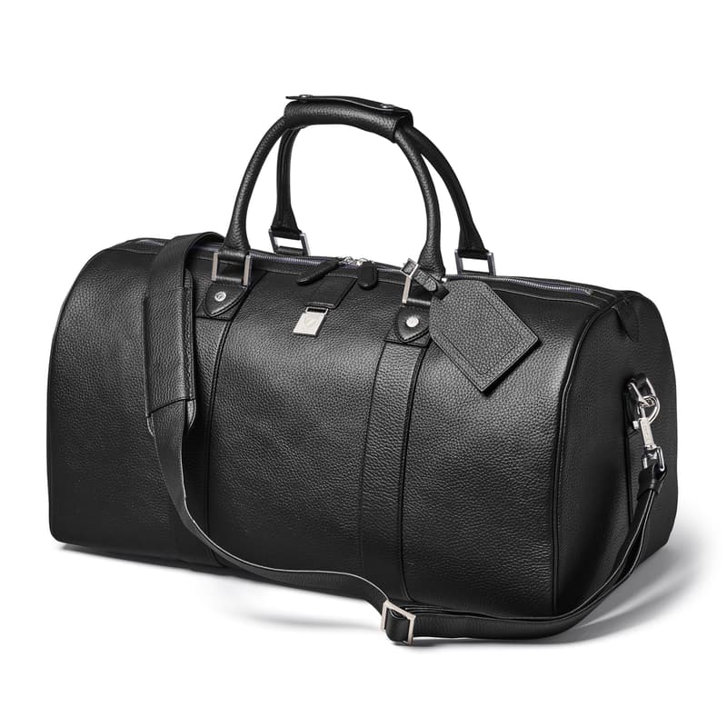 Aspinal of London Boston Duffle Travel Bag in Black Pebble