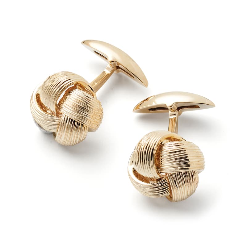 Aspinal of London 9ct Gold Fine Wire Knot Cufflinks