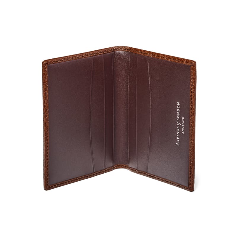 Aspinal of London Double Fold Credit Card Holder in Tobacco Pebble