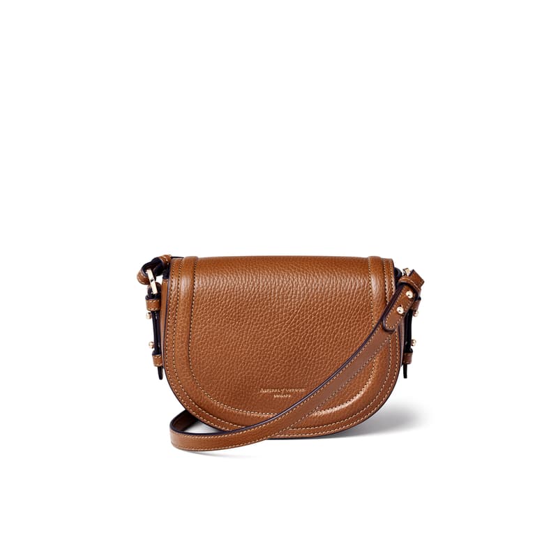 Aspinal of London Small Stella Satchel Crossbody in Tan Pebble