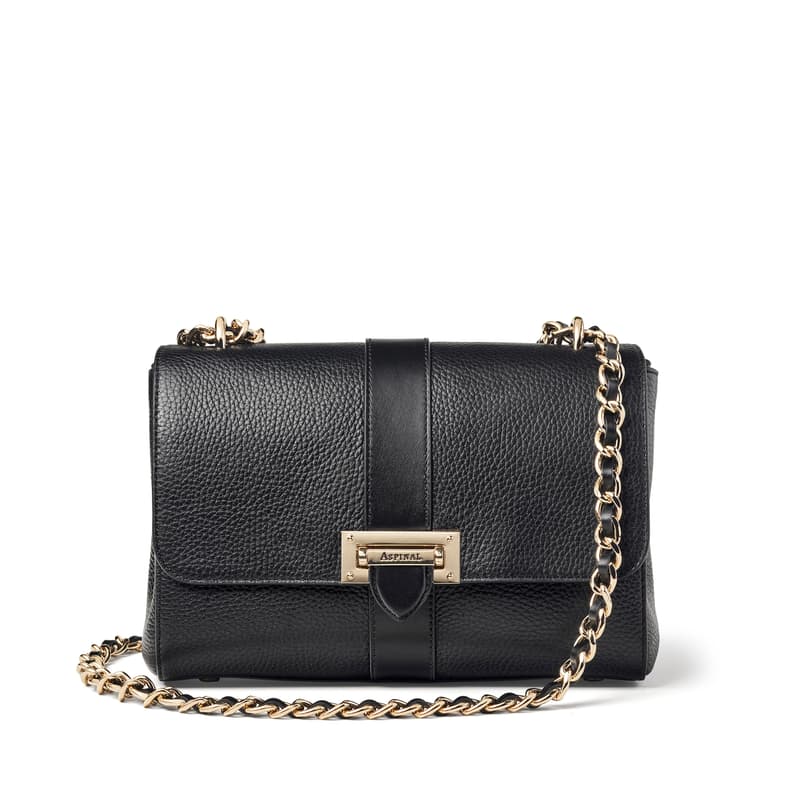 Aspinal of London Large Lottie Bag Shoulder in Black Pebble Aspinal of London Large Lottie Bag Shoulder in Black Pebble
