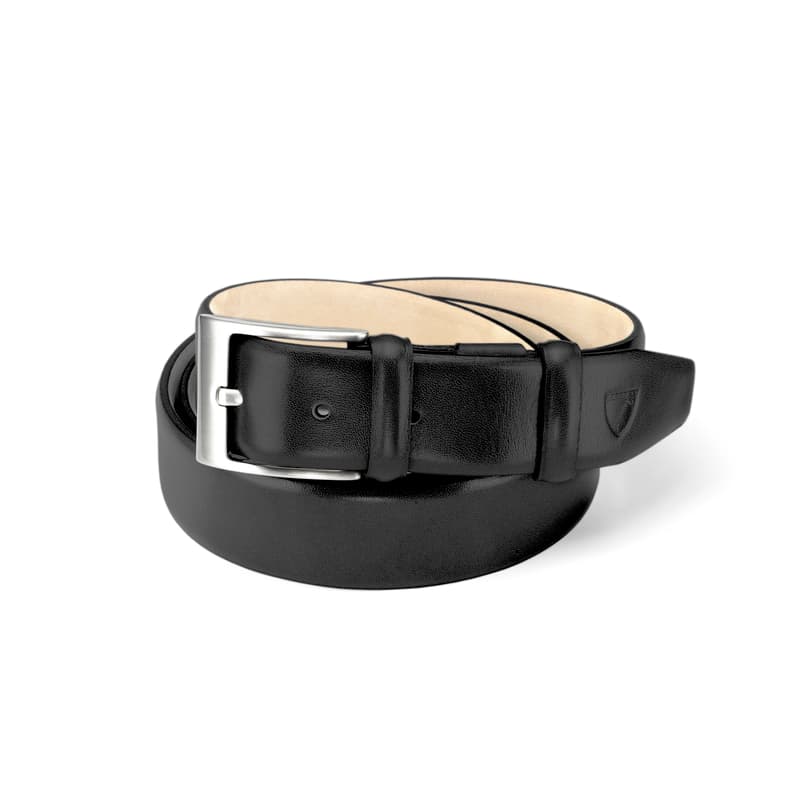 Aspinal of London Classic Men's Belt in Smooth Black