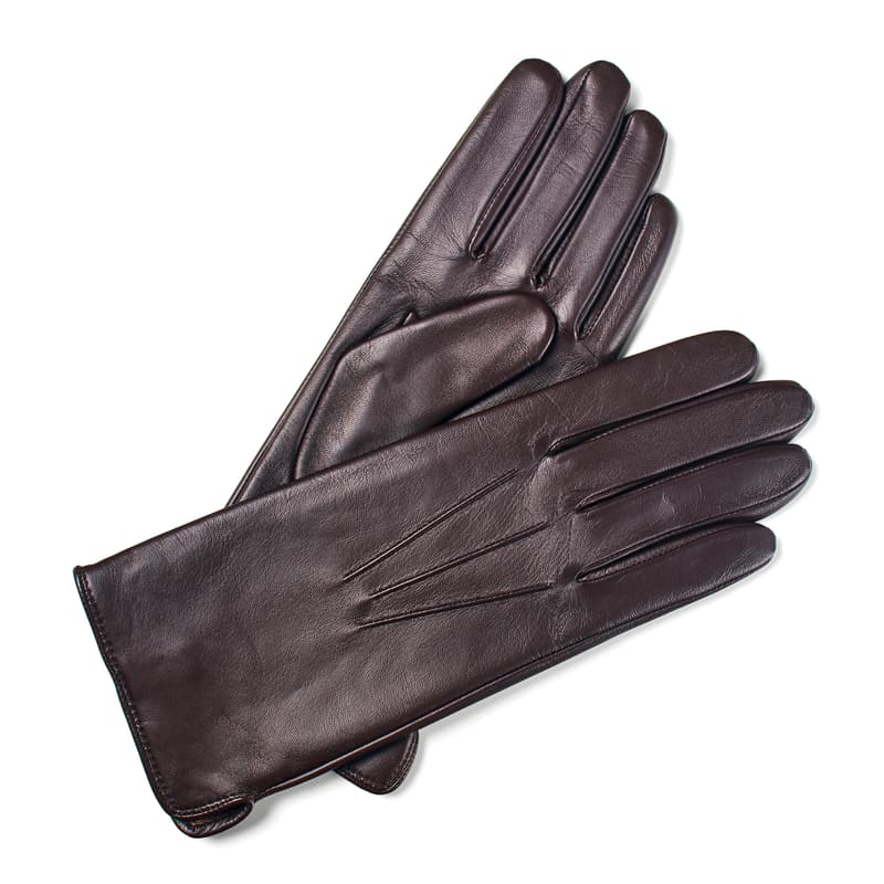 Aspinal of London Women's Cashmere Lined Leather Gloves in Chocolate Nappa