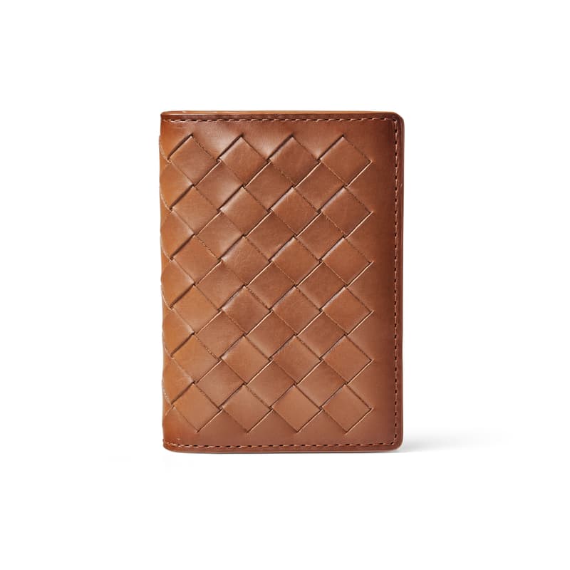 Aspinal of London Double Fold Credit Card Holder in Burnished Tan Woven Leather Aspinal of London Double Fold Credit Card Holder in Burnished Tan Woven Leather