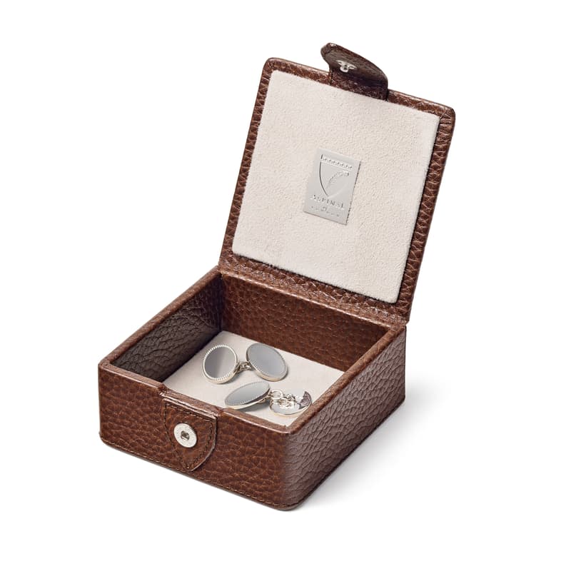 Aspinal of London Stud Box in Tobacco Pebble
