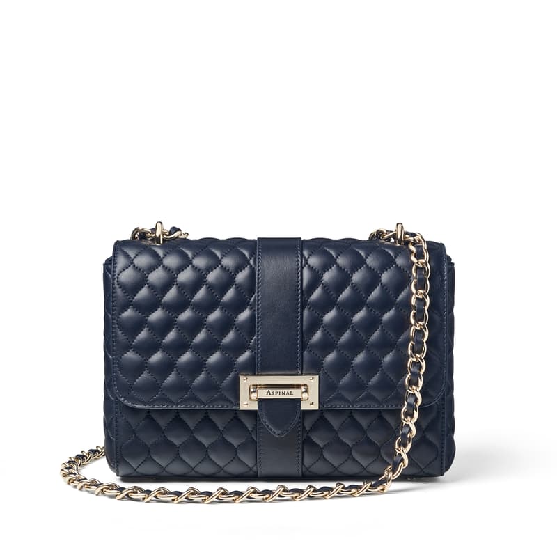 Aspinal of London Large Lottie Bag in Navy Nappa
