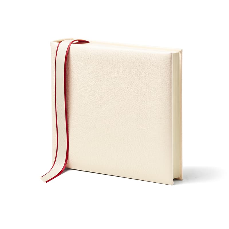 Aspinal of London 8-inch Leather Photo Album in Ivory Pebble