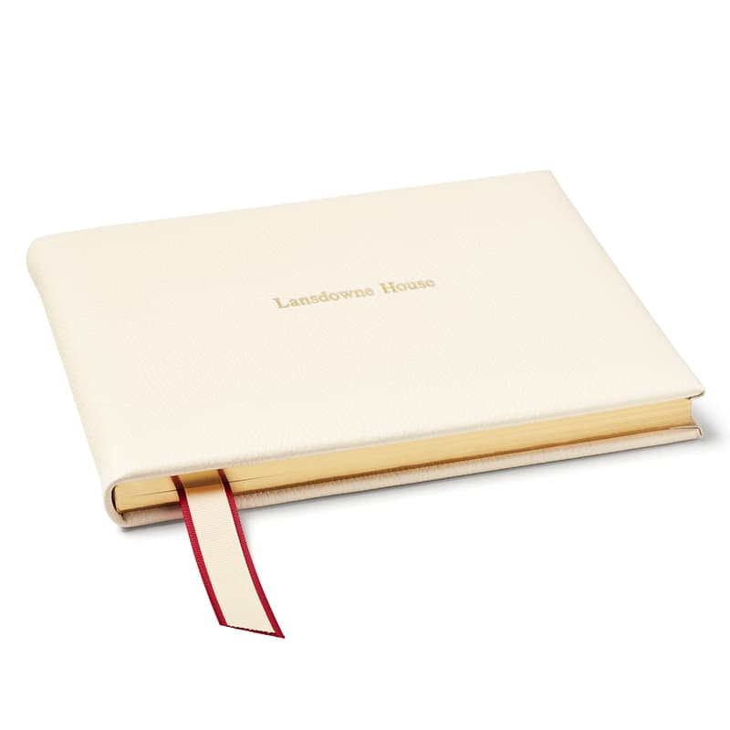 Aspinal of London Classic Leather Guest Book in Ivory Pebble
