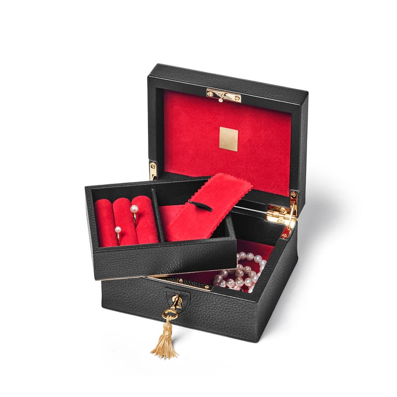 Aspinal of London Bijou Jewellery Box in Black Pebble