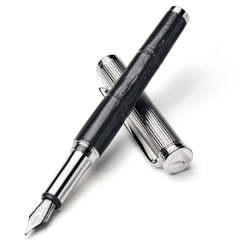 Aspinal of London Fountain Pen in Deep Shine Black Croc