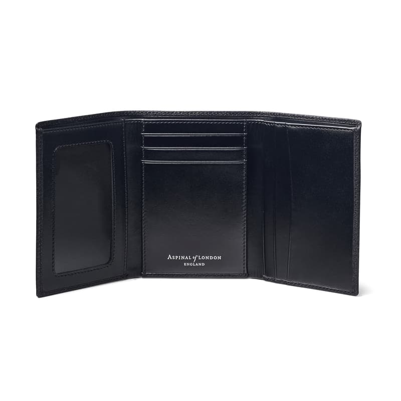 Aspinal of London Trifold Wallet in Black Pebble