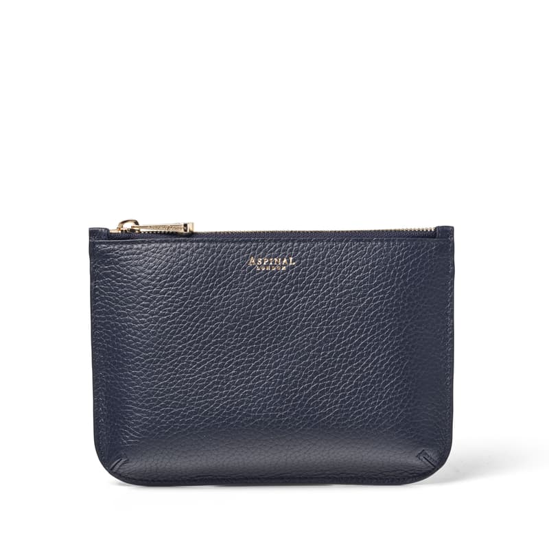 Aspinal of London Medium Ella Pouch in Navy Pebble Aspinal of London Medium Ella Pouch in Navy Pebble