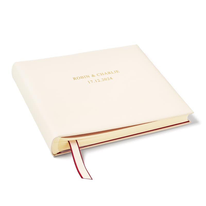 Aspinal of London 14″ Plain Wedding Photo Album in Off-White