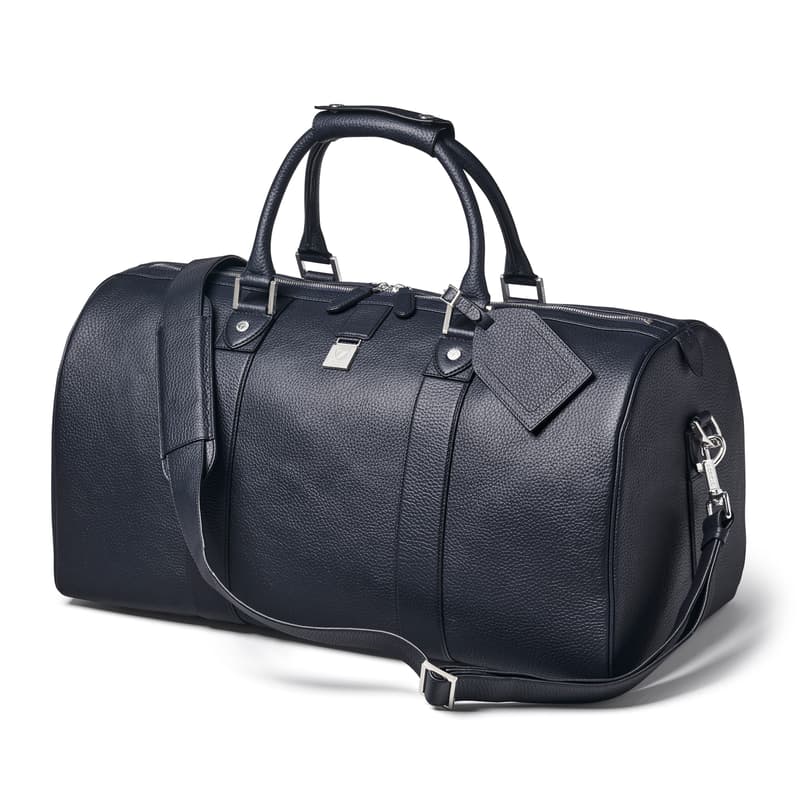 Aspinal of London Boston Duffle Travel Bag in Navy Pebble
