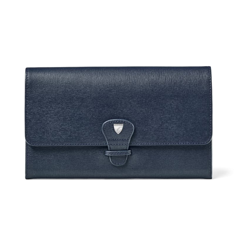 Aspinal of London Travel Wallet in Navy Saffiano