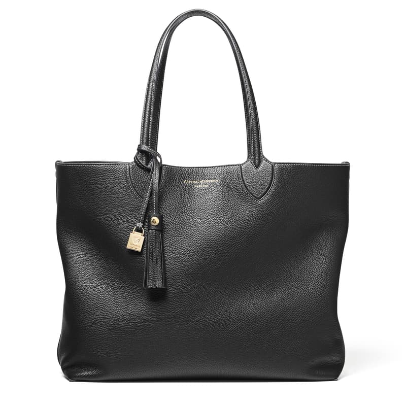 Aspinal of London Hudson Tote Bag in Black Milled Pebble