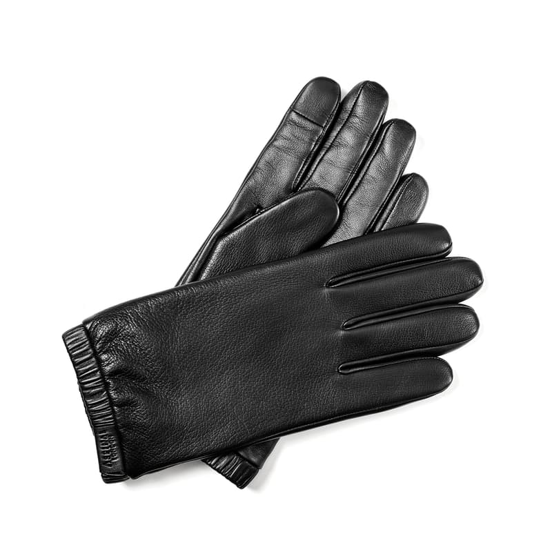 Aspinal of London Men's Weekend Leather Gloves in Black Nappa