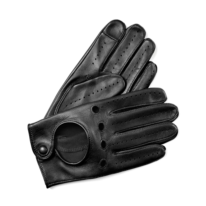 Aspinal of London Men's Driving Gloves in Black Nappa