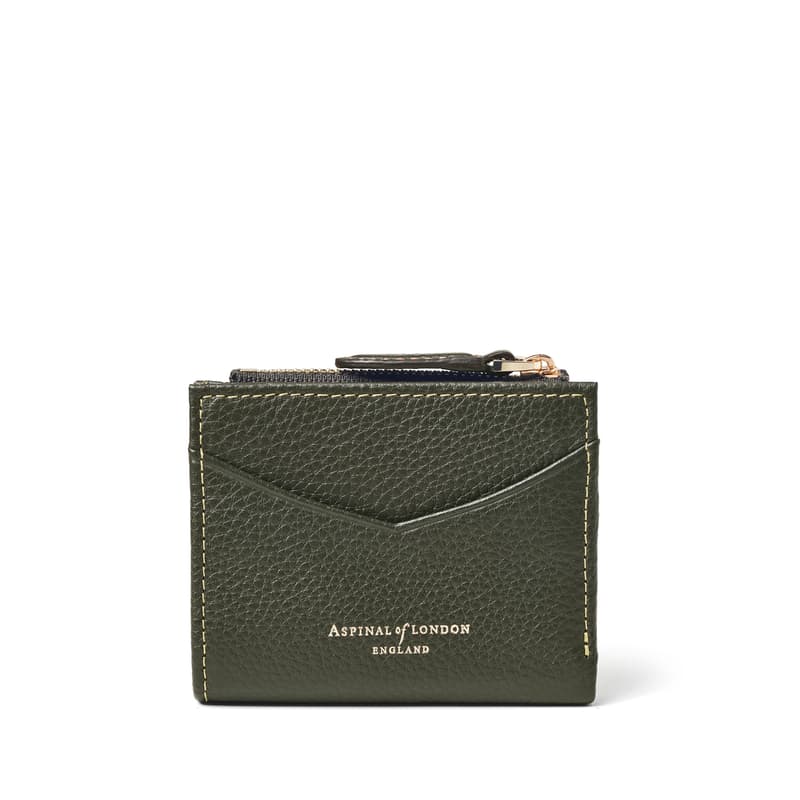Aspinal of London Hudson Multi-Use Pocket Wallet in Forest Green Milled Pebble