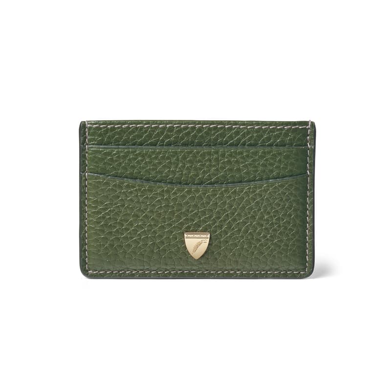 Aspinal of London Slim Credit Card Holder in Racing Green Pebble