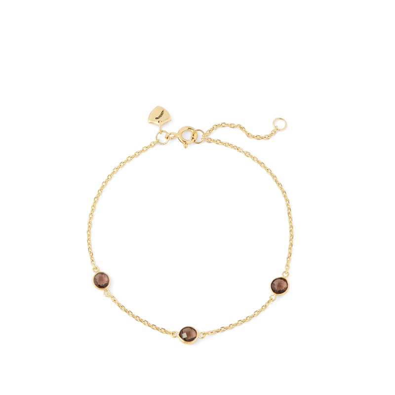 Aspinal of London Gemstone Bracelet in Smoky Quartz & 18ct Gold Vermeil