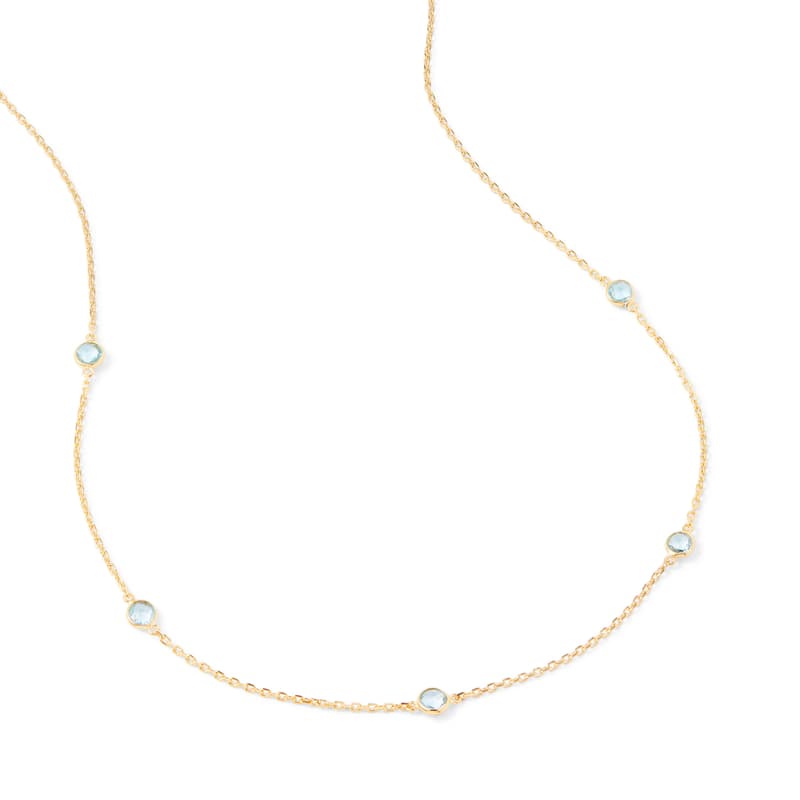Aspinal of London Gemstone Necklace in Swiss Blue Topaz & 18ct Gold Vermeil