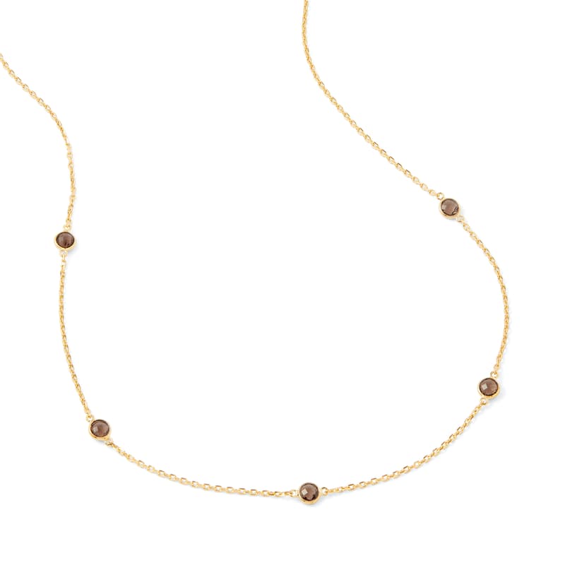 Aspinal of London Gemstone Necklace in Smoky Quartz & 18ct Gold Vermeil Aspinal of London Gemstone Necklace in Smoky Quartz & 18ct Gold Vermeil