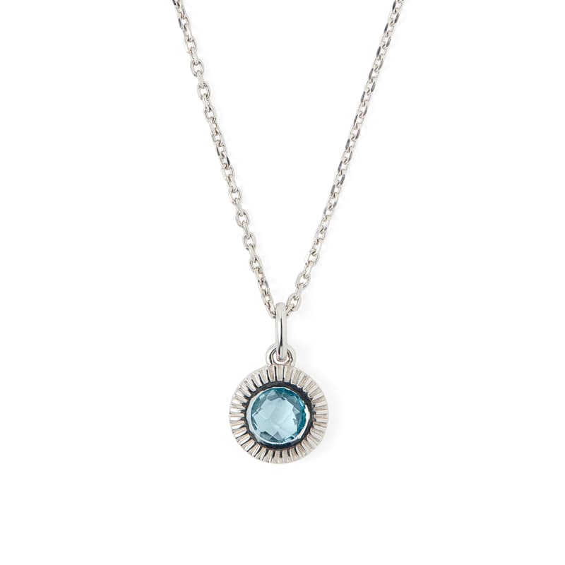 Aspinal of London Gemstone Pendant Necklace in Swiss Blue Topaz & Sterling Silver 925 Aspinal of London Gemstone Pendant Necklace in Swiss Blue Topaz & Sterling Silver 925