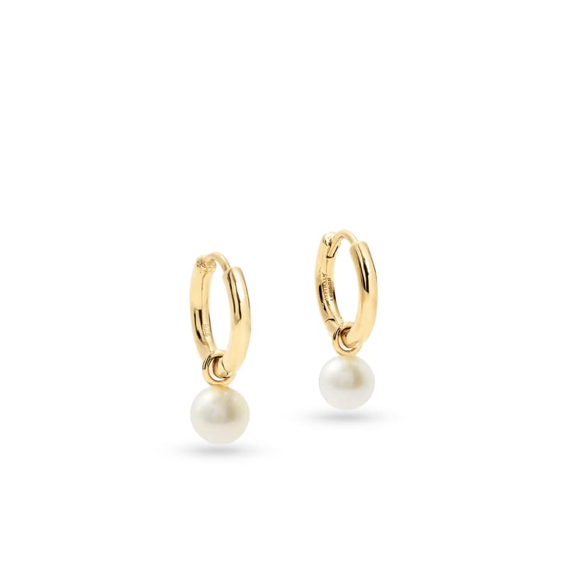 Aspinal of London Pearl Huggie Earrings in 18ct Gold Vermeil