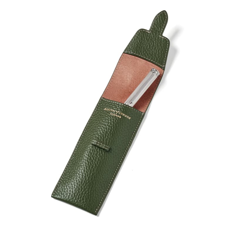 Aspinal of London Pen Case in Racing Green Pebble