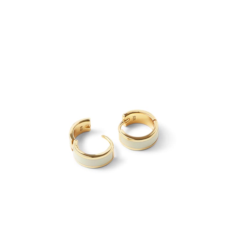 Aspinal of London Enamel Huggie Earrings in Ivory Enamel & 18ct Gold Plated Aspinal of London Enamel Huggie Earrings in Ivory Enamel & 18ct Gold Plated