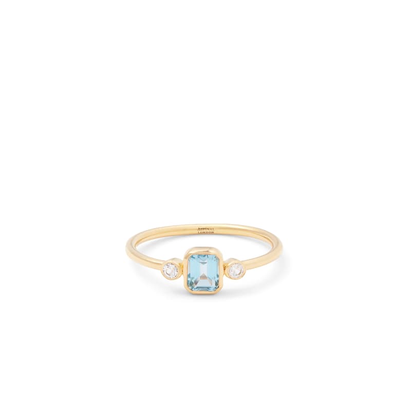 Aspinal of London Gemstone Ring in Swiss Blue Topaz & 18ct Gold Vermeil