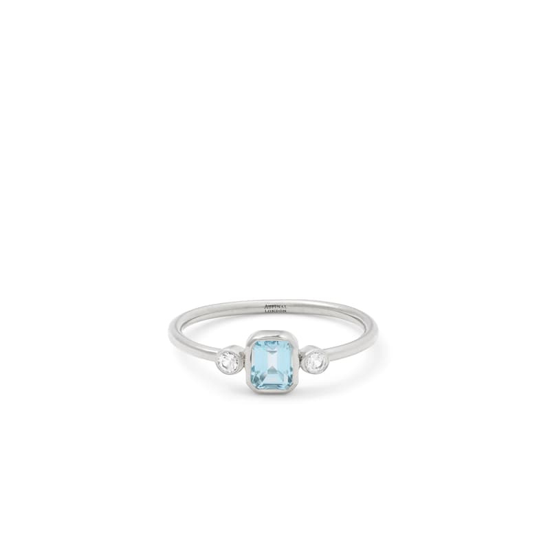 Aspinal of London Gemstone Ring in Swiss Blue Topaz & Sterling Silver 925 Aspinal of London Gemstone Ring in Swiss Blue Topaz & Sterling Silver 925