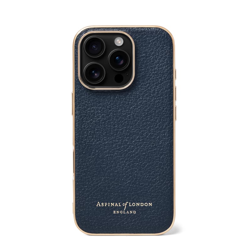 Aspinal of London iPhone 16 Pro Case in Navy Pebble