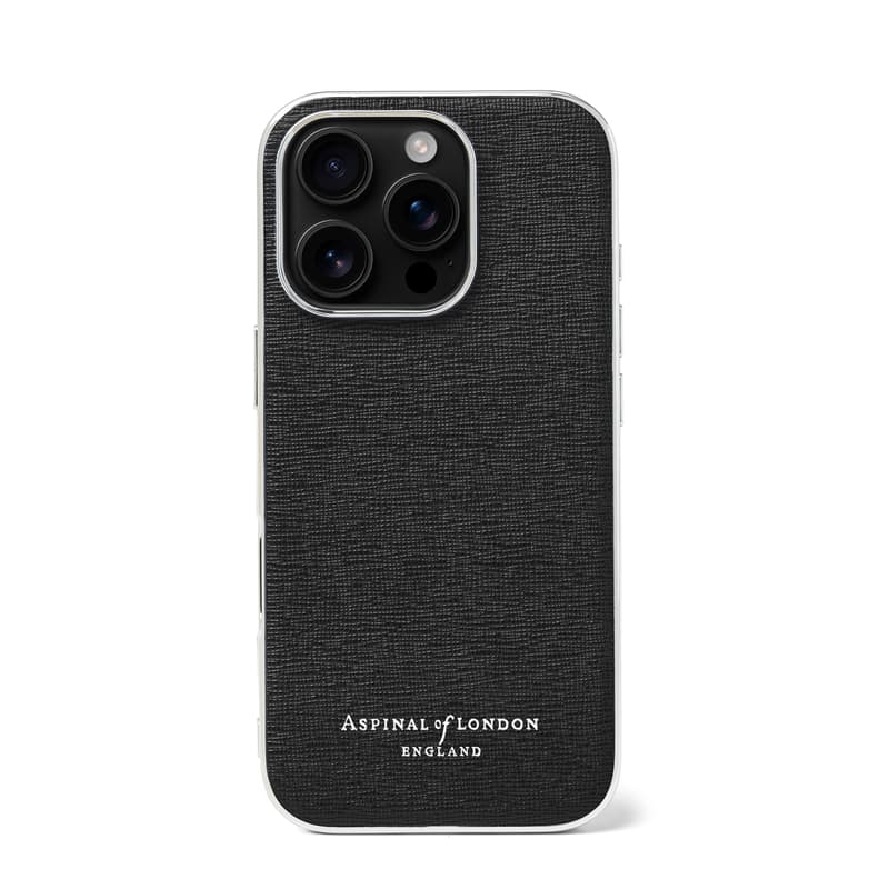 Aspinal of London iPhone 16 Pro Case in Black Saffiano