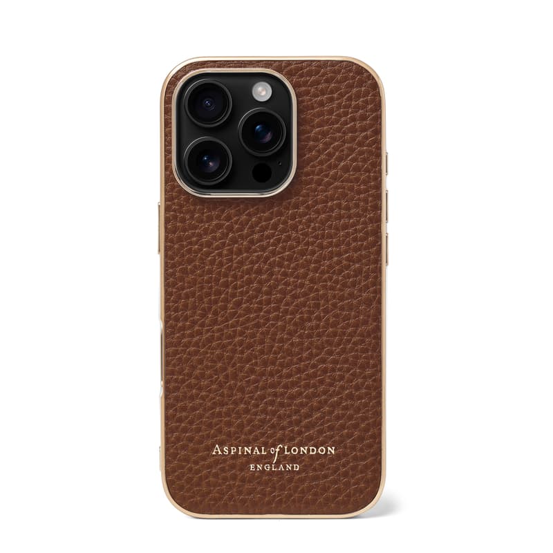 Aspinal of London iPhone 16 Pro Case in Tobacco Pebble